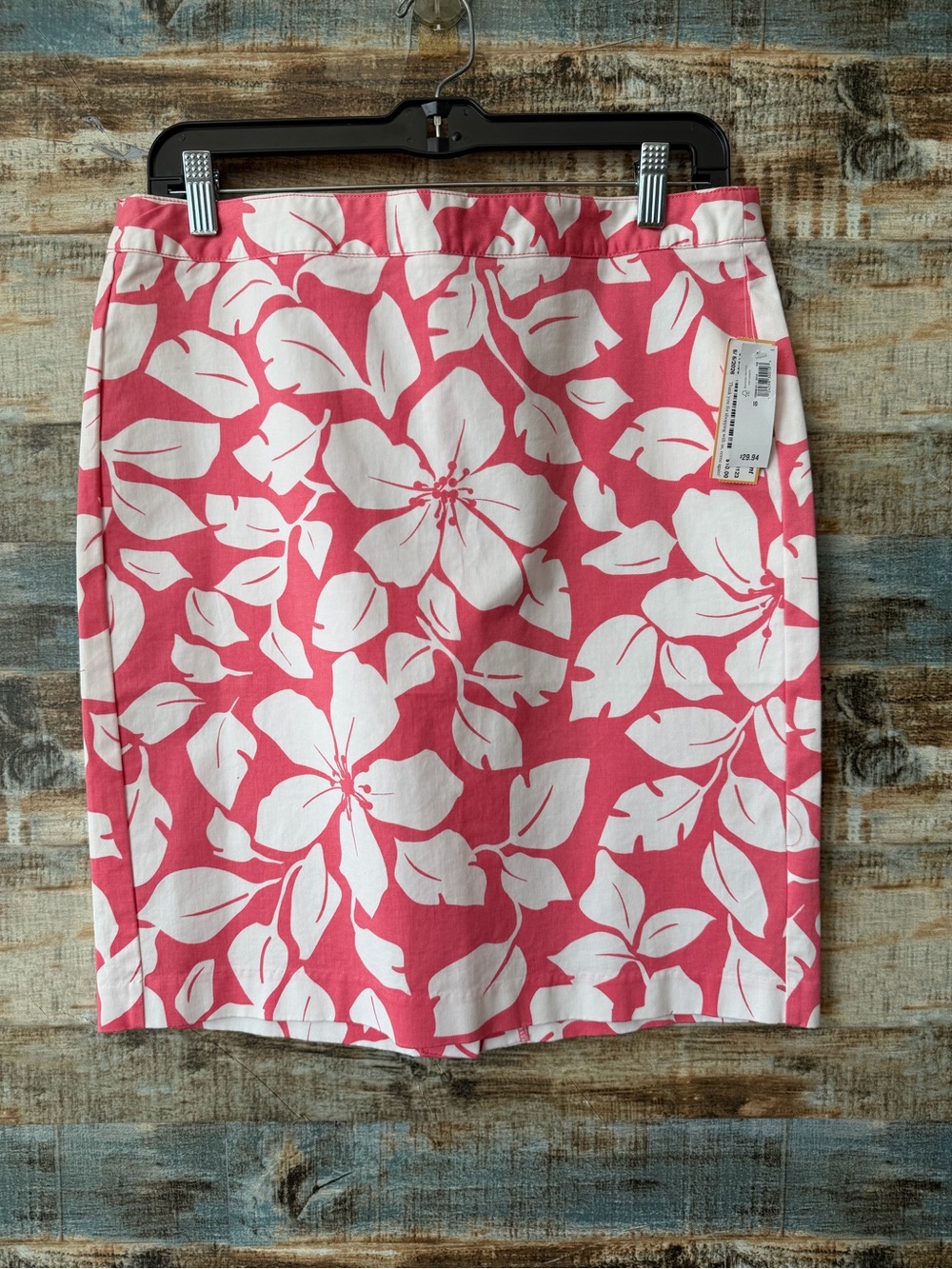 Old Navy Pink and White Floral Pencil Skirt
